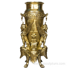 Religious Luxury Golden Bronze Vase Statue